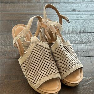 Franco Sarto Tan Perforated Sandals